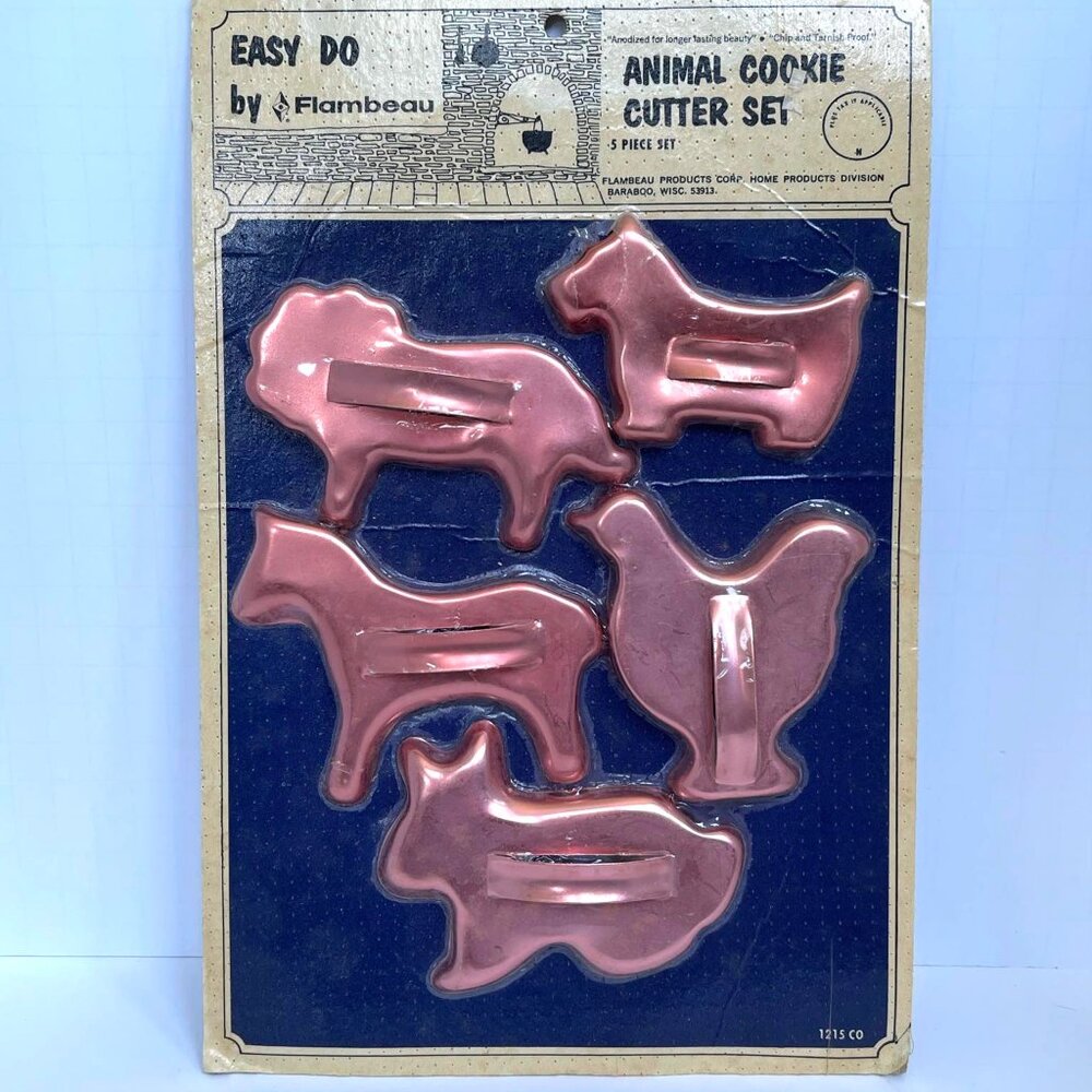 Animal Cookie Cutter Set  Copper Color Vintage Metal NIP